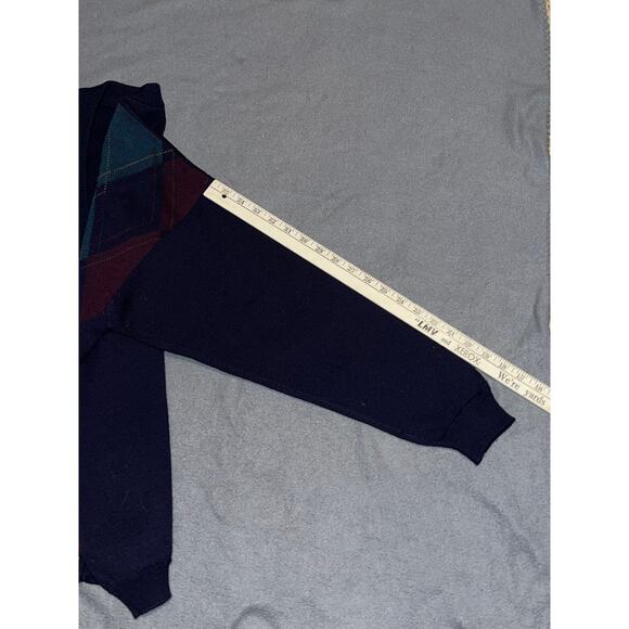 Tricots St. Raphael Argyle Sweater Set Navy Green Red Cardigan Vest Wool - Picture 9 of 12